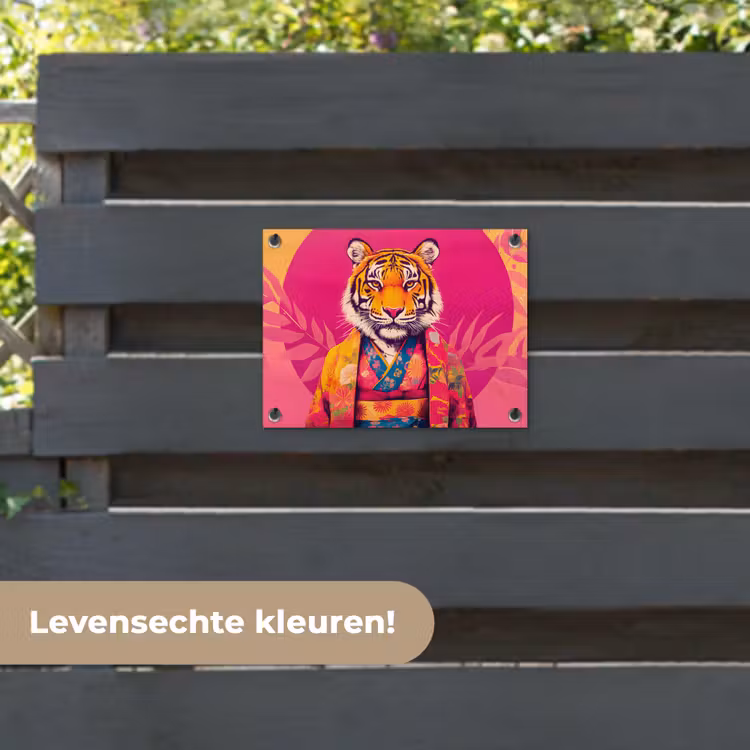 Tuinposter - Tijger - Kimono - Planten - Roze — 6