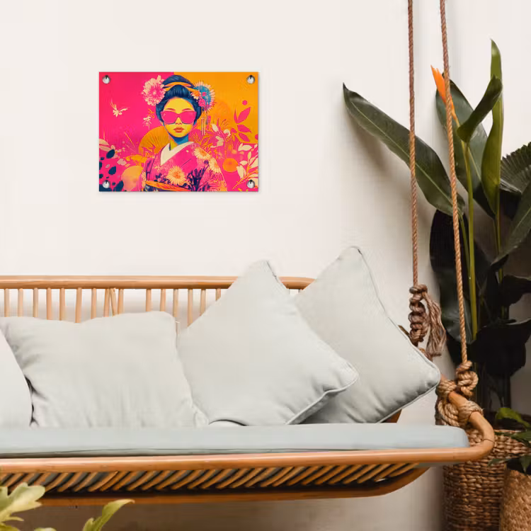 Tuinposter - Vrouw - Zonnebril - Abstract - Oranje — 4