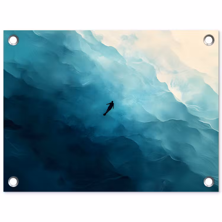 Tuinposter - Zee - Silhouet - Abstract - Blauw — 1