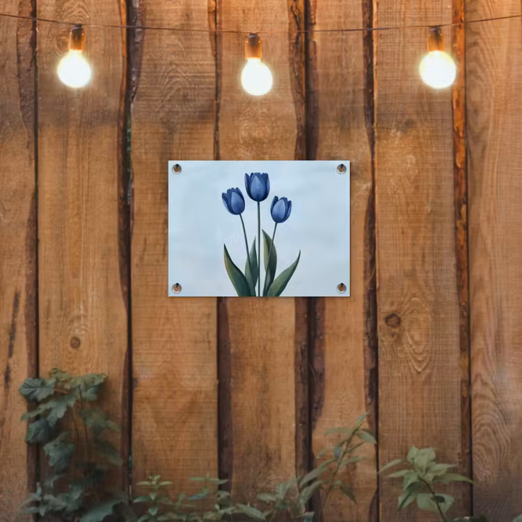 Tuinposter - Tulpen - Blauw - Bladeren — 2