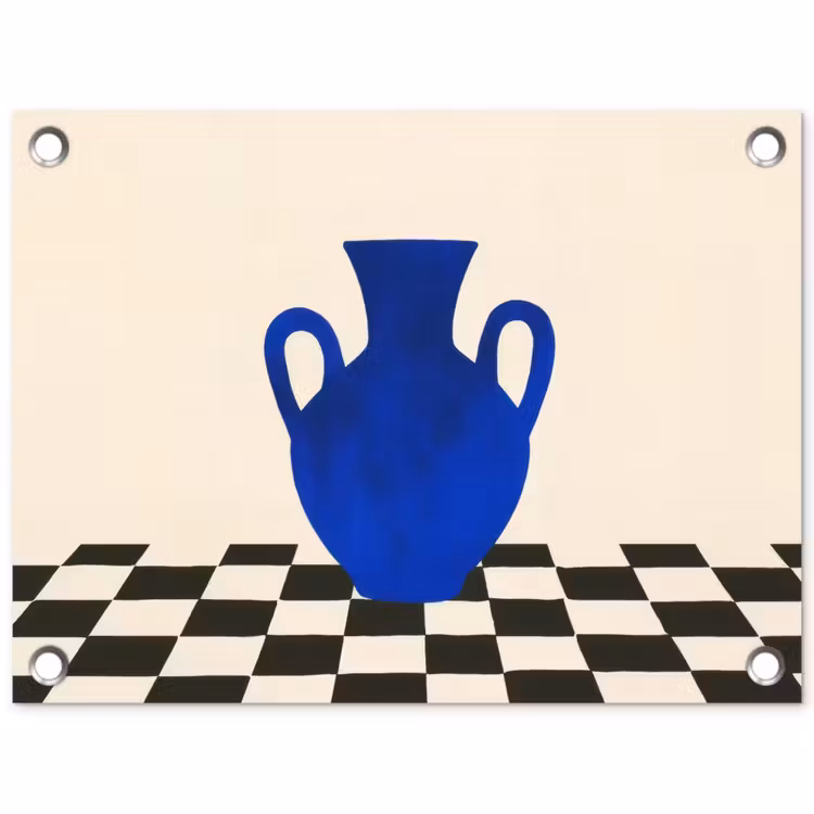 Tuinposter - Vaas - Blauw - Geblokt - Modern — 1