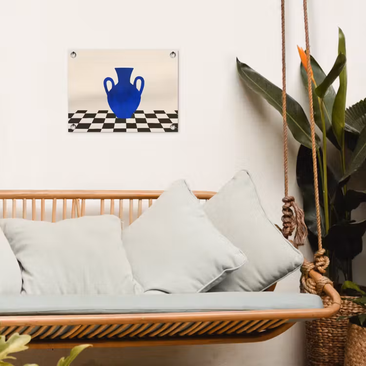 Tuinposter - Vaas - Blauw - Geblokt - Modern — 4