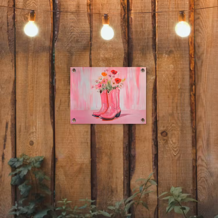 Tuinposter - Roze - Bloemen - Cowboy — 2