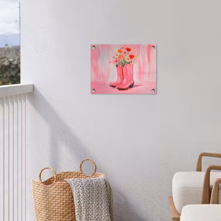 Tuinposter - Roze - Bloemen - Cowboy — 5