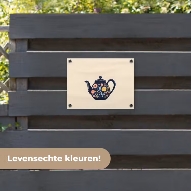 Tuinposter - Theepot - Kleurrijk - Bloemen — 6