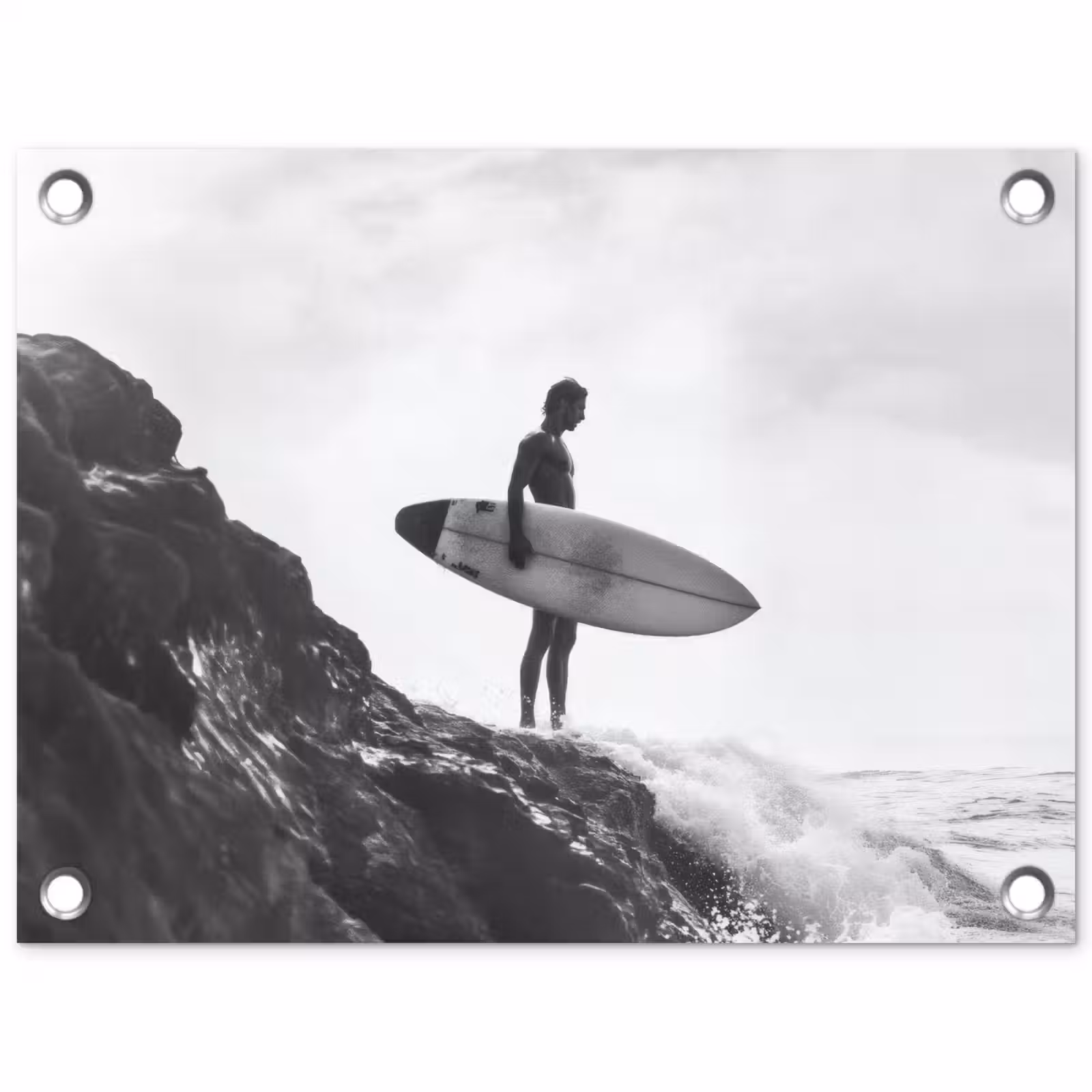 Tuinposter - Surfer - Rots - Oceaan - Golven — 1