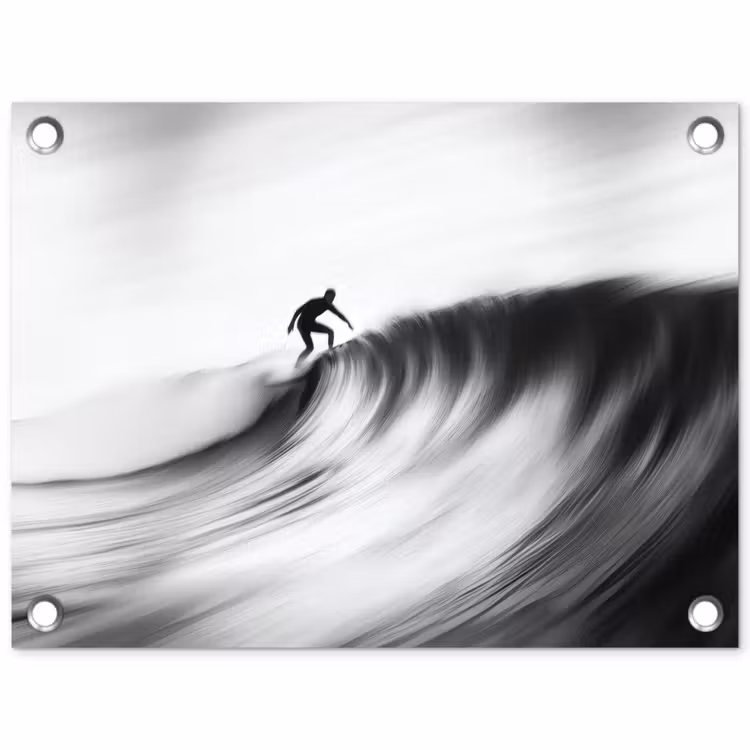 Tuinposter - Surfer - Golf - Vervaagd - Zwart — 1