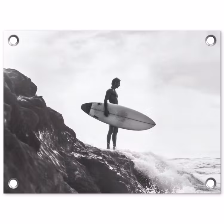 Tuinposter - Surfer - Rots - Oceaan - Golven — 1