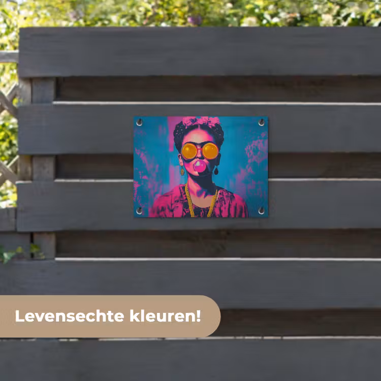 Tuinposter - Vrouw - Kauwgom - Zonnebril - Oranje — 6