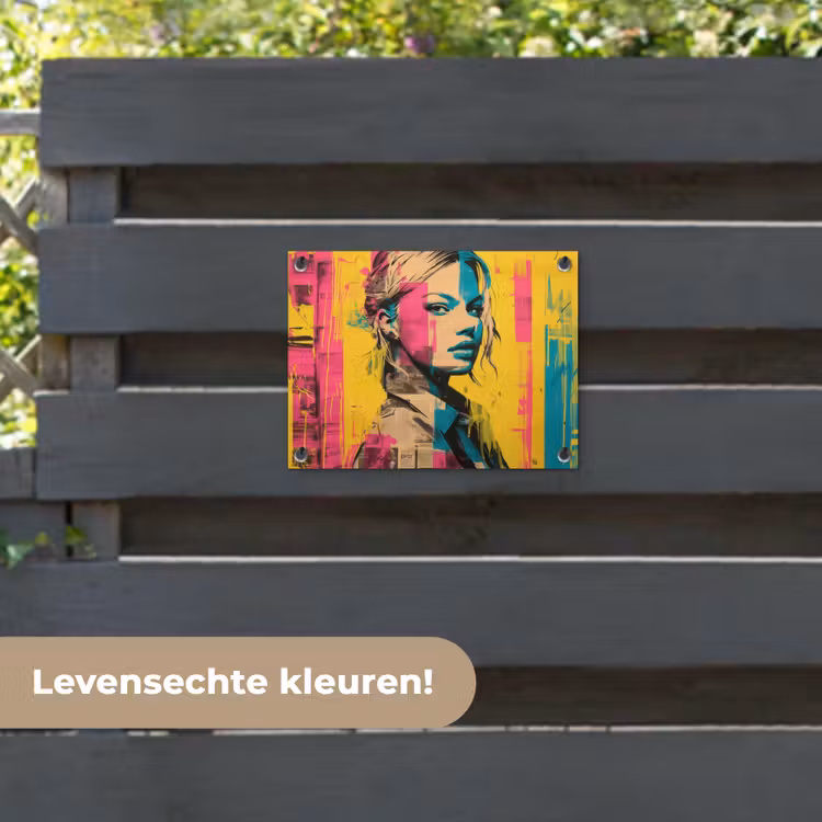 Tuinposter - Vrouw - Verfstrepen - Gekleurd — 6