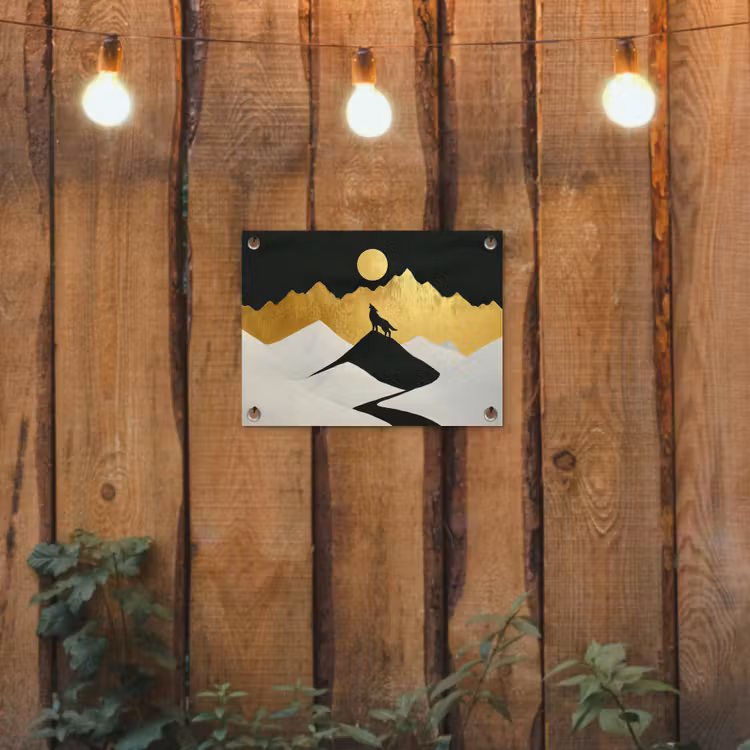 Tuinposter - Wolf - Bergen - Maan - Zwart — 3