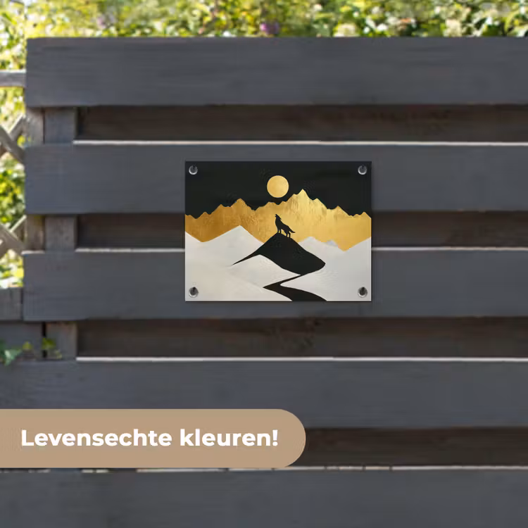 Tuinposter - Wolf - Bergen - Maan - Zwart — 6
