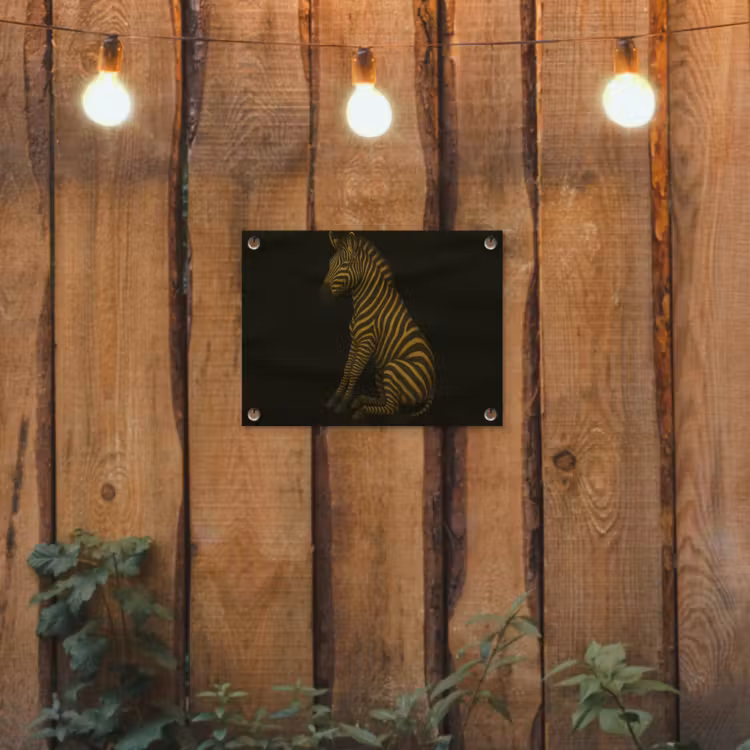Tuinposter - Zebra - Strepen - Goud — 3