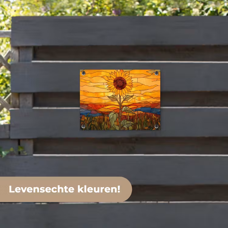 Tuinposter - Zonnebloem - Mozaïek - Zonsondergang - Geel — 6