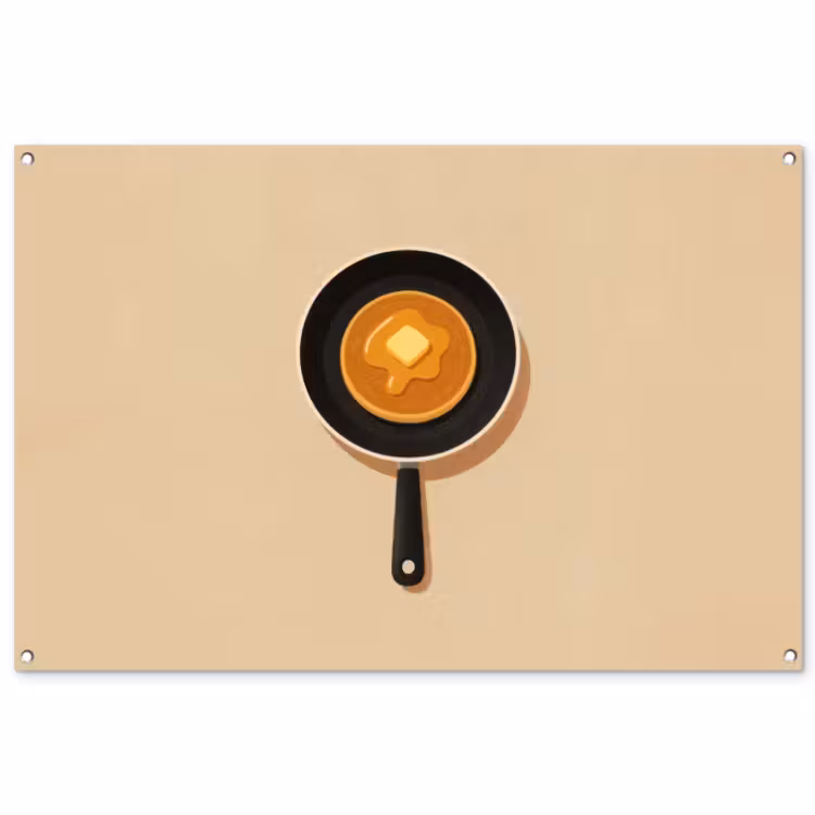 Tuinposter - Pannenkoek - Koekenpan - Boter - Minimalistisch — 1