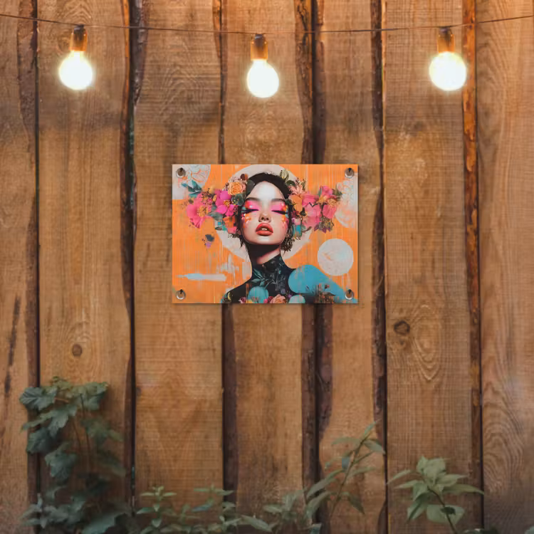Tuinposter - Portret - Vrouw - Abstract - Bloemen — 2