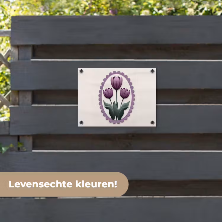 Tuinposter - Tulpen - Paars - Lijst - Bladeren — 6