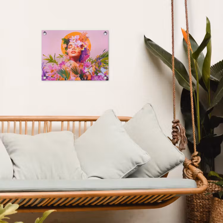 Tuinposter - Vrouw - Abstract - Cirkel - Bloemen — 4