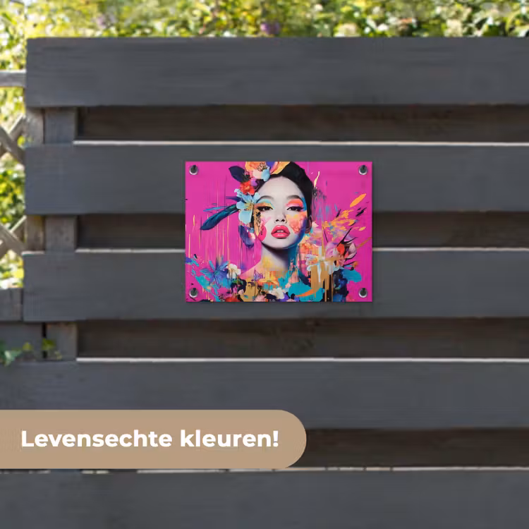 Tuinposter - Vrouw - Portret - Abstract - Paars — 6