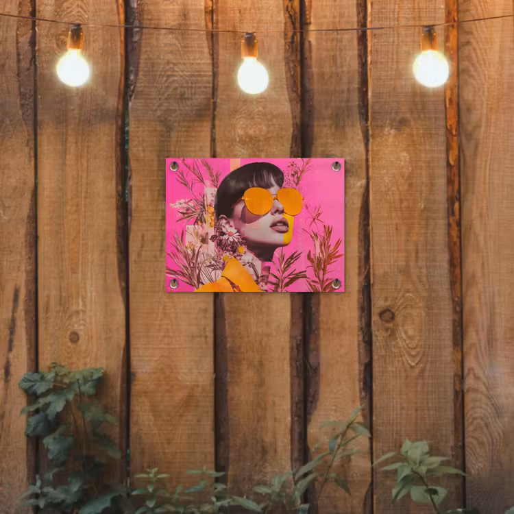 Tuinposter - Zonnebril - Oranje - Vrouw - Planten — 2