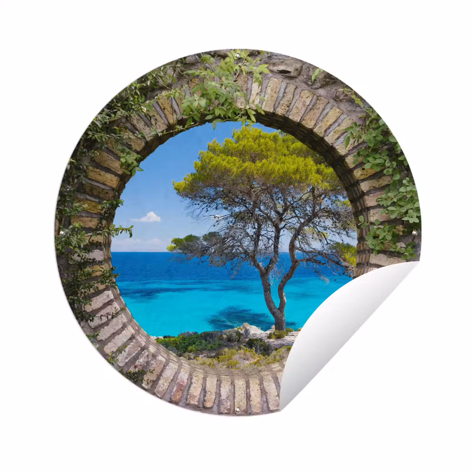 Tuinposter - Zee - Boom - Tropisch - Doorkijk — 1