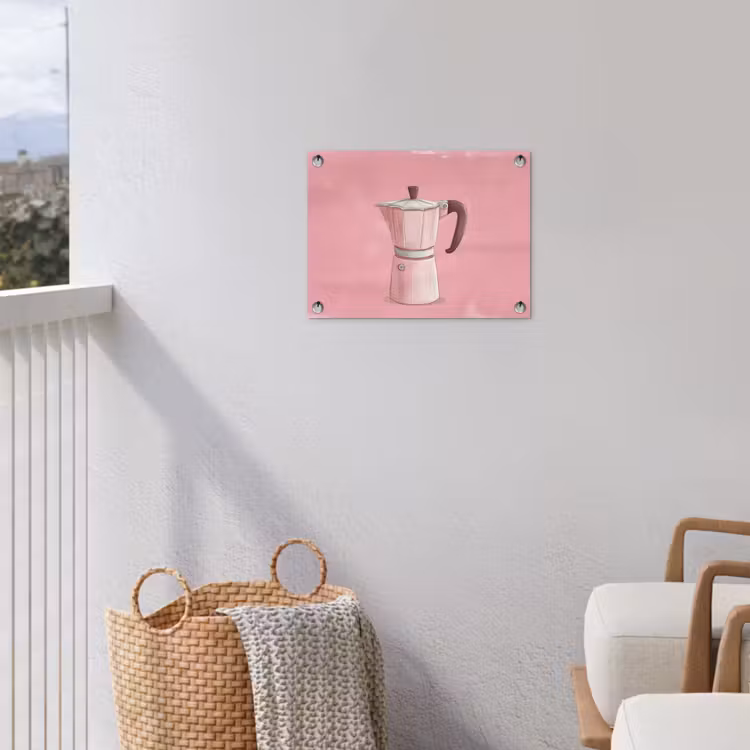 Tuinposter - Roze - Mokkapot - Illustratie - Koffie — 5