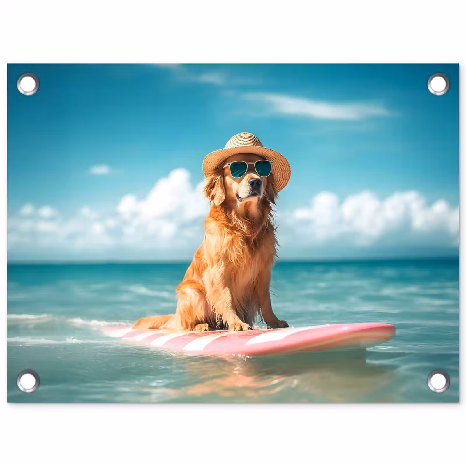 Tuinposter - - Zeewater - Hond - Golden retriever - Zonnebril — 1