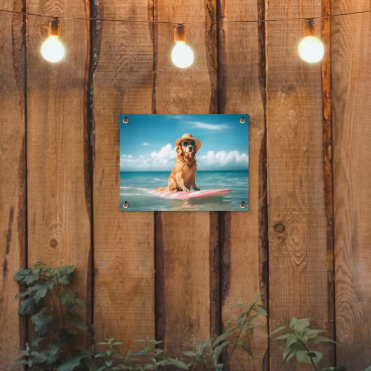 Tuinposter - - Zeewater - Hond - Golden retriever - Zonnebril — 2