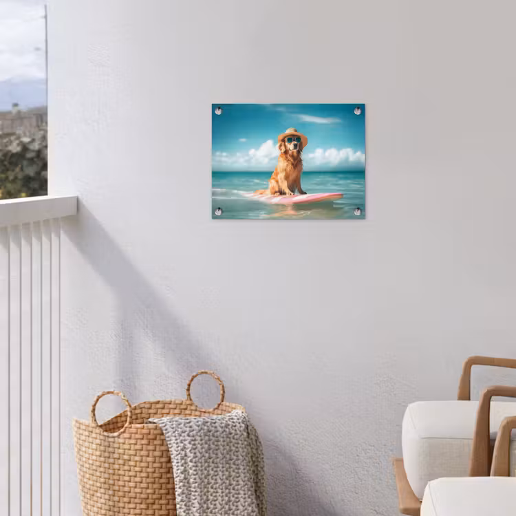 Tuinposter - - Zeewater - Hond - Golden retriever - Zonnebril — 5