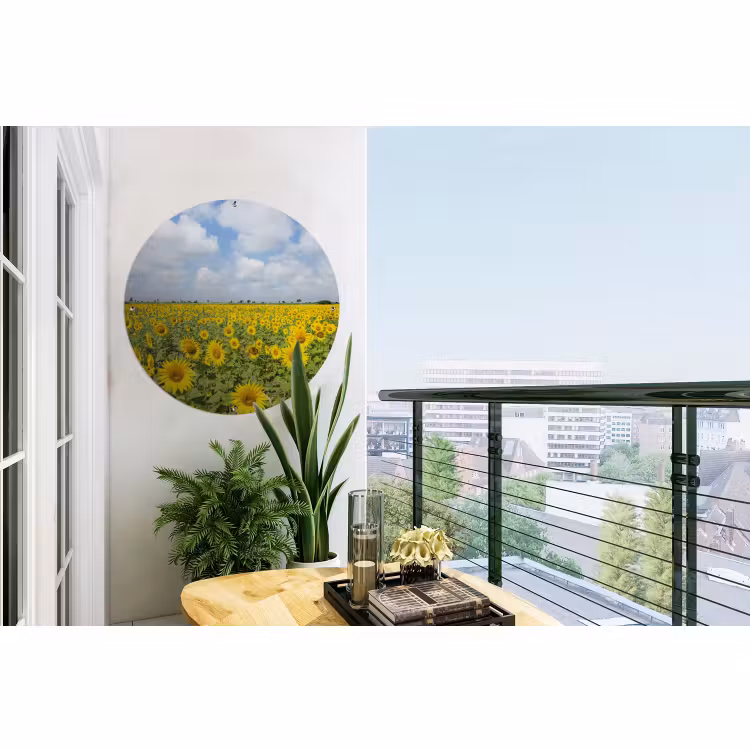 Tuinposter - Zonnebloemen - Bloemen - Wolken - Natuur - Geel - Landschap — 2