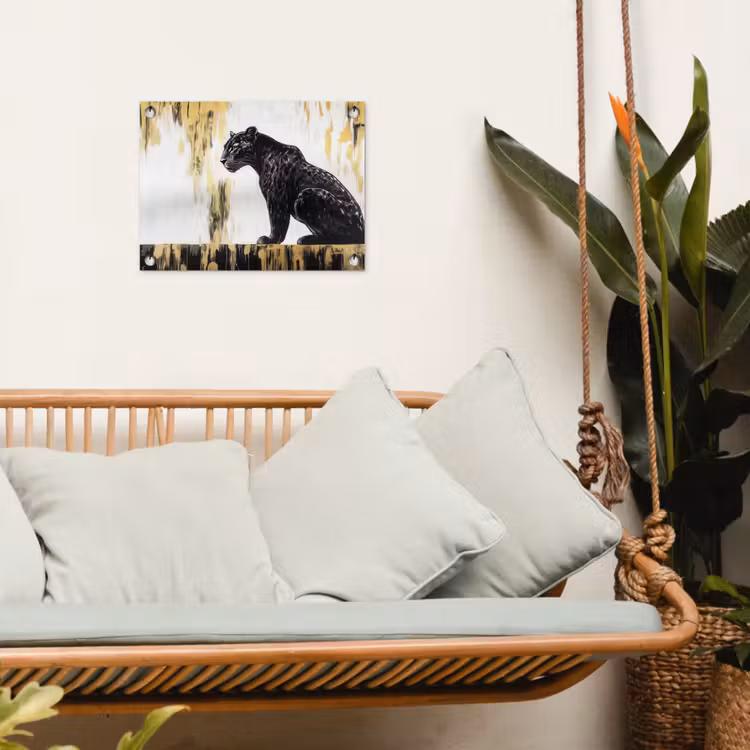 Tuinposter - Panter - Zwart - Abstract - Goud — 4
