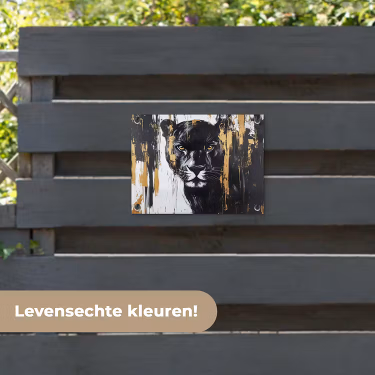 Tuinposter - Panter - Zwart - Abstract - Verfstreken — 6