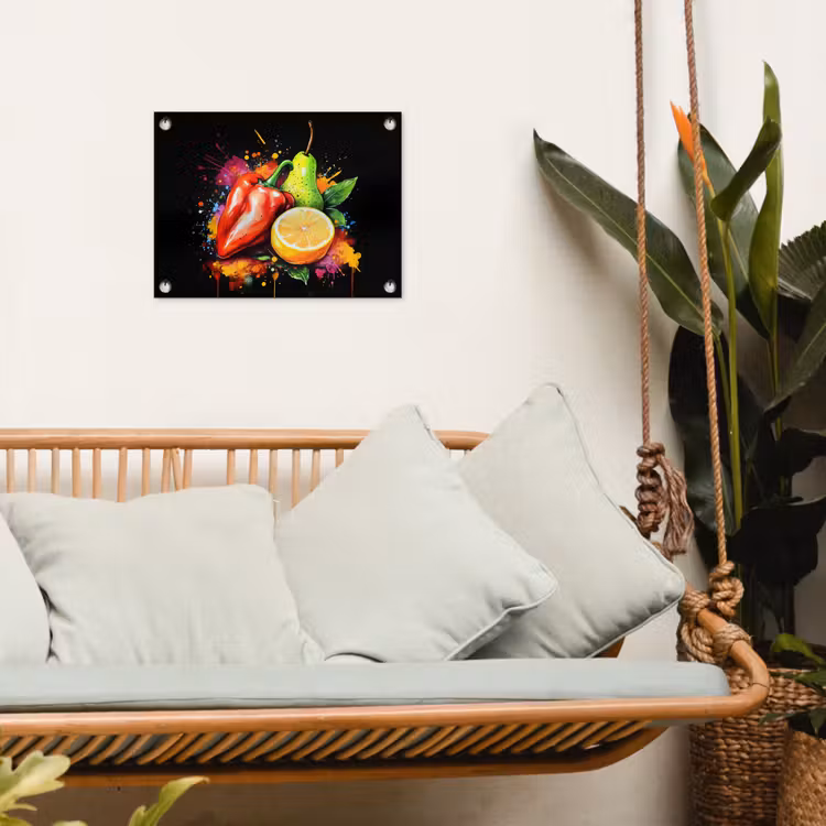 Tuinposter - Paprika - Peer - Citroen - Graffiti - Verf - Abstract — 4