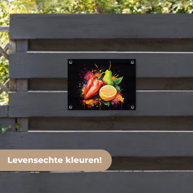 Tuinposter - Paprika - Peer - Citroen - Graffiti - Verf - Abstract — 6