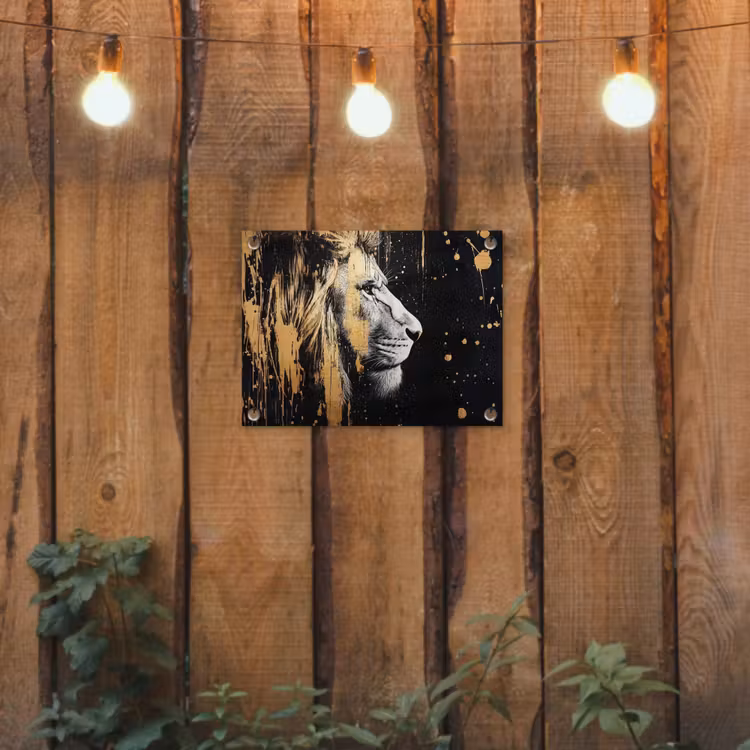 Tuinposter - Portret - Leeuw - Abstract - Goud — 2