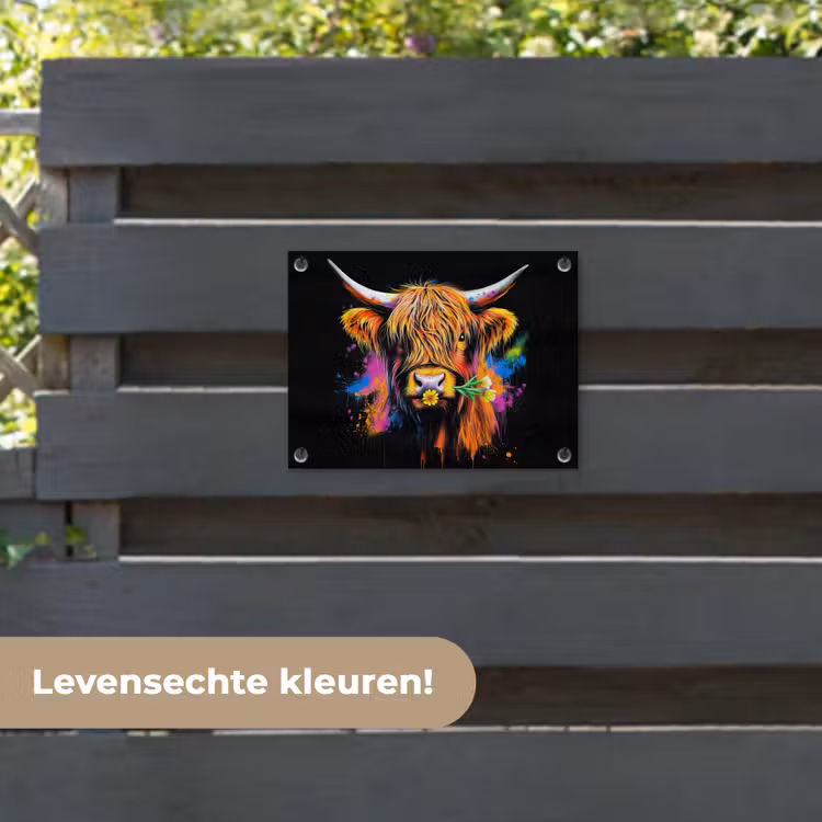 Tuinposter - Schotse Hooglander - Graffiti - Kleurrijk - Bloem - Dieren — 6