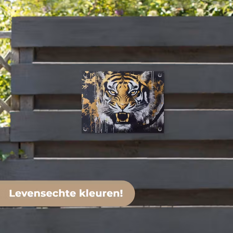 Tuinposter - Tijger - Verfspatten - Goud — 6