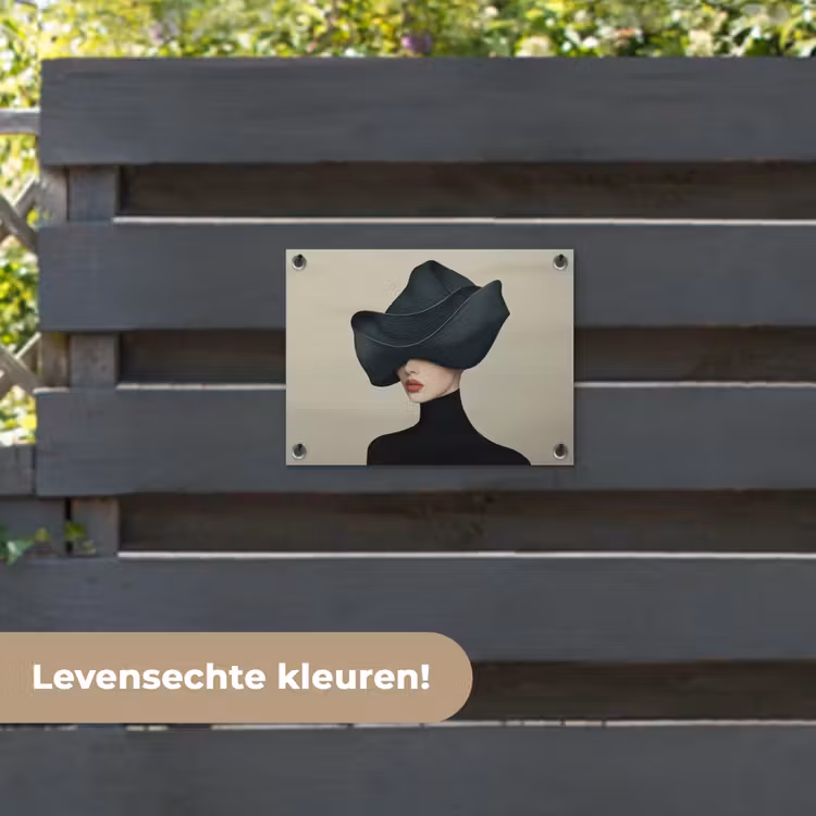 Tuinposter - Vrouw - Groen - Hoed — 6