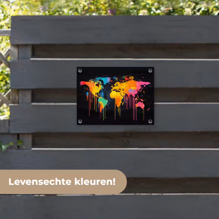 Tuinposter - Wereldkaart - Verf - Kleurrijk - Graffiti - Wereld — 6
