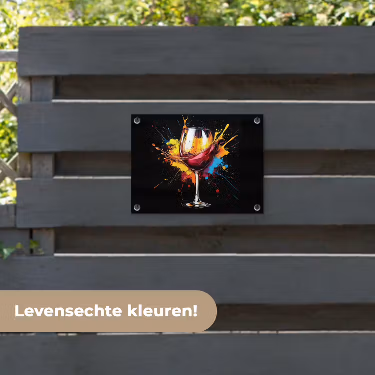 Tuinposter - Wijn - Glas - Graffiti - Borrel - Rood - Verf — 6