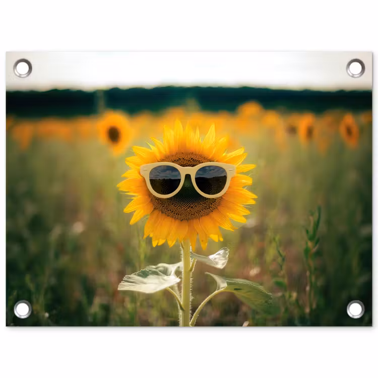Tuinposter - - Zonnebloem - Veld - Zonnebril — 1