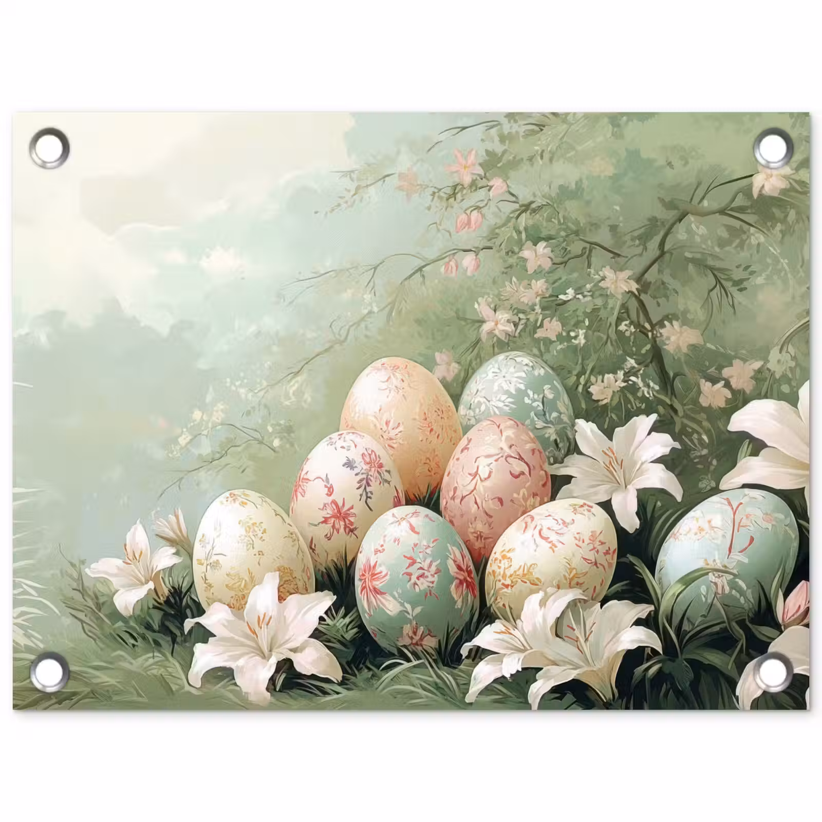 Tuinposter - Paaseieren - Pasteltinten - Bloemen — 1