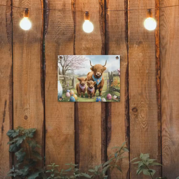 Tuinposter - Schotsehooglanders - Paaseieren - Lente — 3