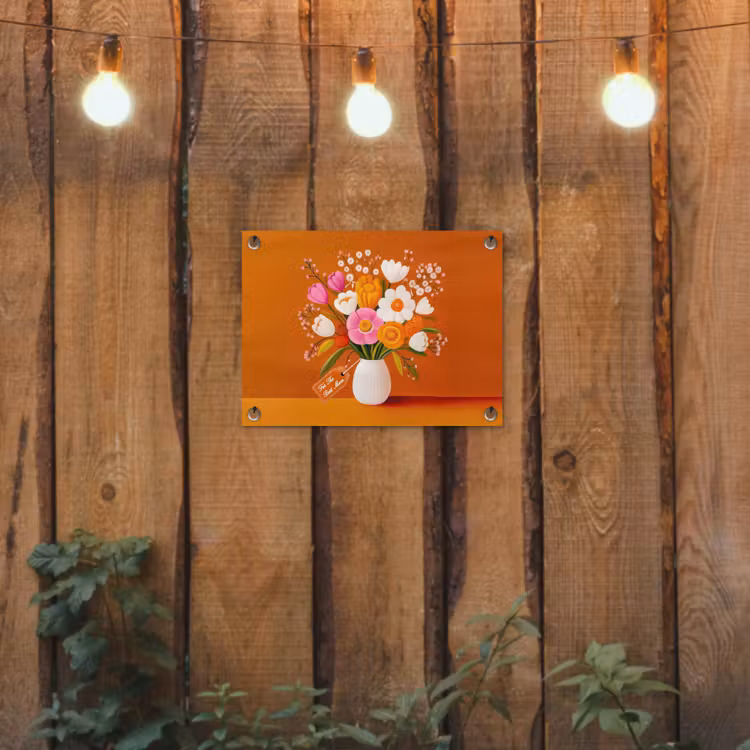 Tuinposter - Vaas - Bloemen - Oranje — 3