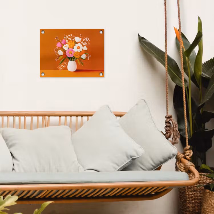 Tuinposter - Vaas - Bloemen - Oranje — 4