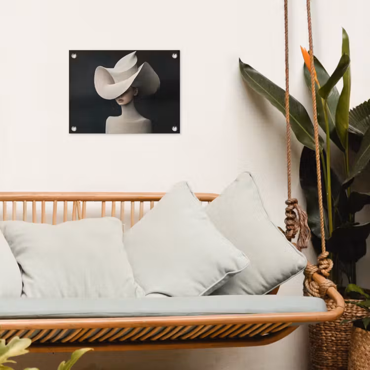 Tuinposter - Vrouw - Golvende - Hoed — 4
