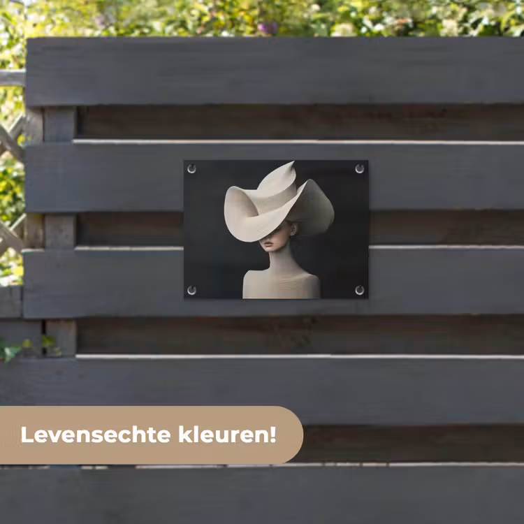 Tuinposter - Vrouw - Golvende - Hoed — 6