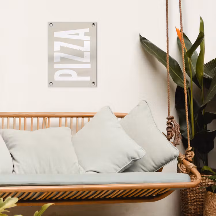 Tuinposter - Pizza - Decoratie - Japandi - Wit — 4