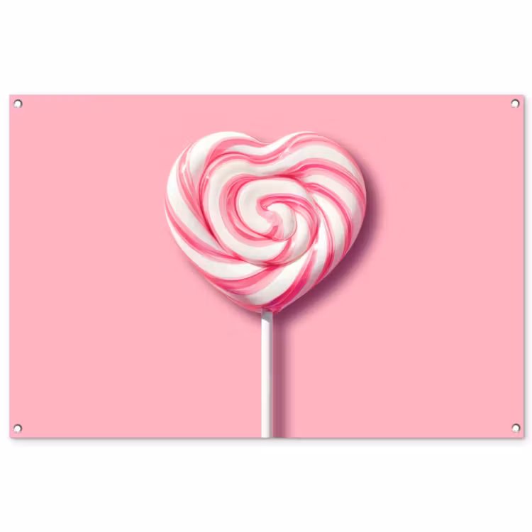 Tuinposter - Snoep - Lolly - Hart- Roze — 1