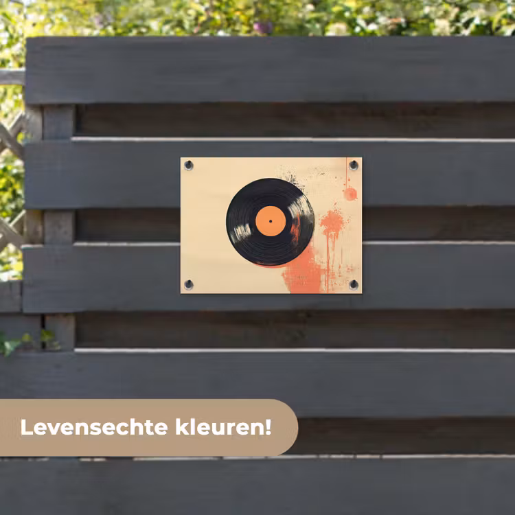 Tuinposter - Vinylplaat - Zwart - Verfspatten - Retro — 6